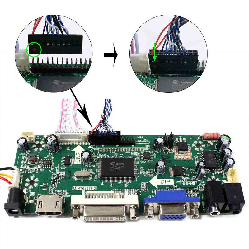 VSDISPLAY 14.9" 1280x390 LCD Screen LTA149B780F with DVI VGA Audio Controller Board 68676, for DIY Cabinet/Car Gauge Cluster/Digital Marquee Monitor - Image 3